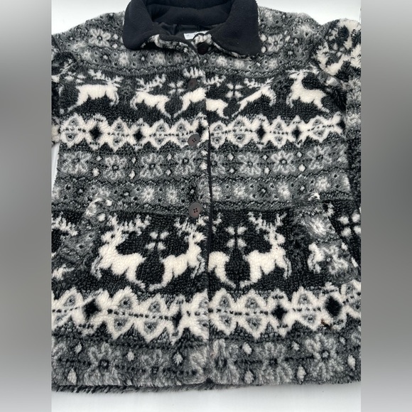 VTG Real Comfort High Pile Fleece Nordic Deer Coat Women’s Size Medium Jacket - Picture 5 of 16